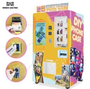 Customer using a phone case vending machine