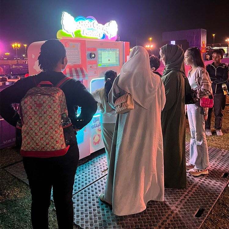 Customers enjoying cotton candy