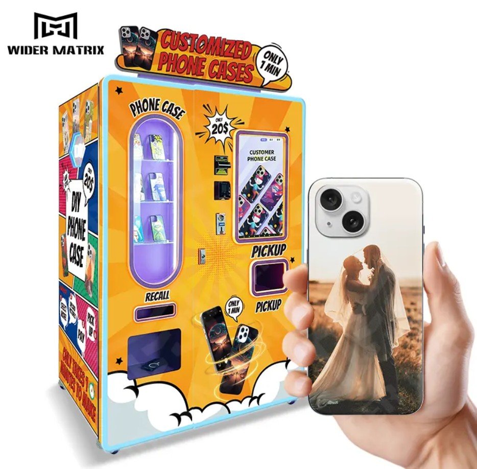 Futuristic vending machine with touchscreen