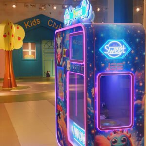 Modern cotton candy vending machine in a mall
