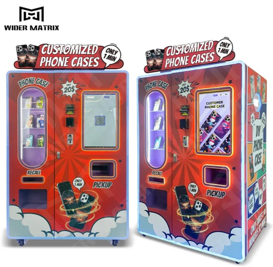 Modern phone case vending machine in a mall