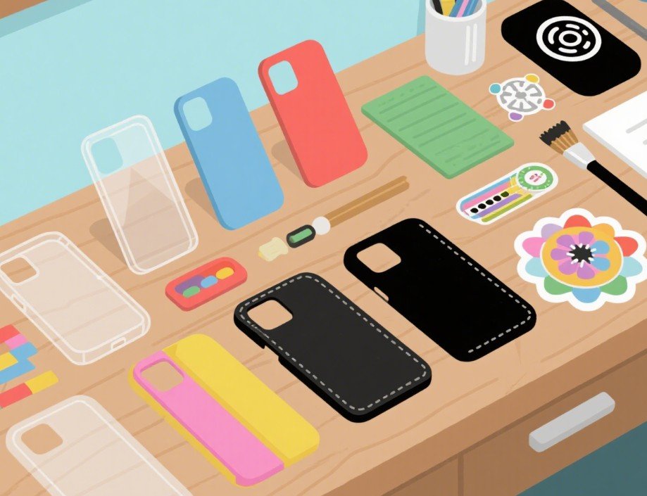 Various phone case materials and decorating tools