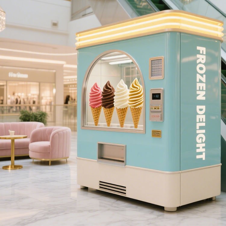 Automated ice cream vending machine in a mall
