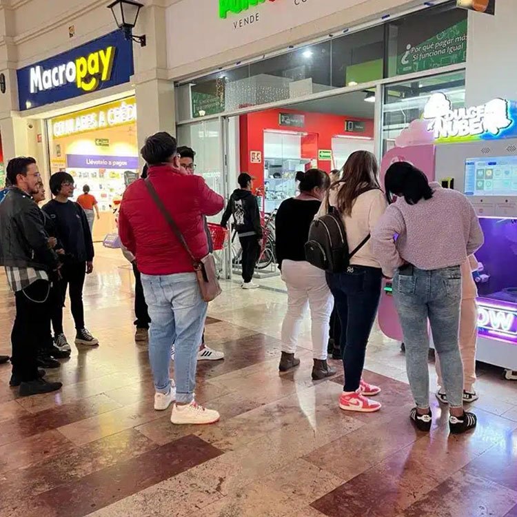 Cotton candy vending machine in a high-traffic area