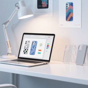 Custom phone case business setup with design tools and samples
