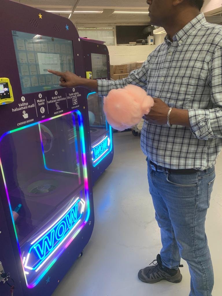 Modern candy vending machine with touchscreen interface