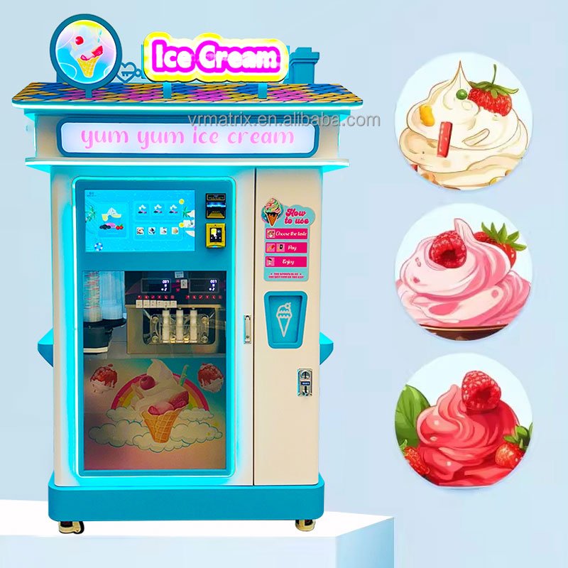 Modern ice cream vending machine in high-traffic location