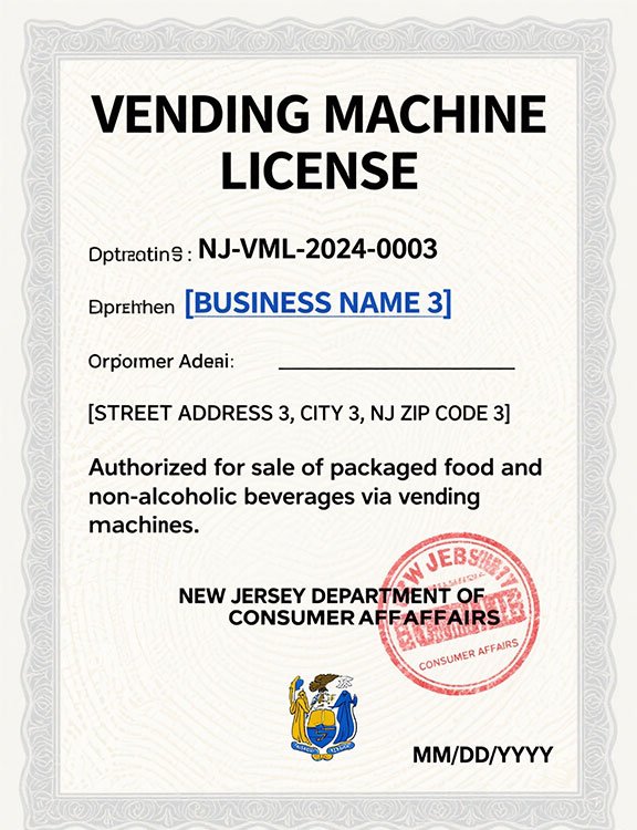 Vending machine permit requirements in New Jersey