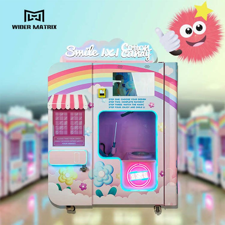 Industrial cotton candy vending machine with large sugar hopper