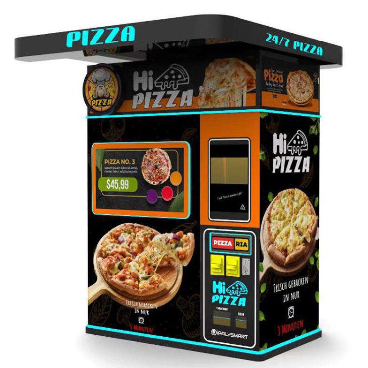 Cross-section view of automated pizza vending machine components