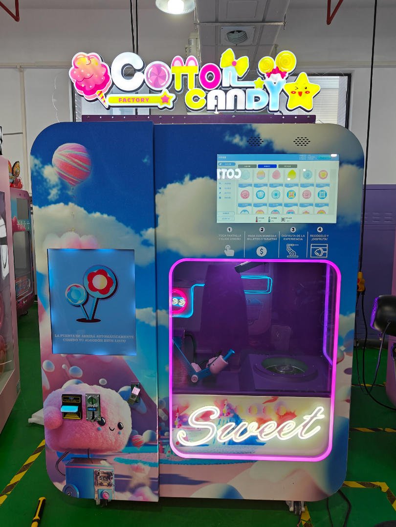 Successful cotton candy vending machine business owner