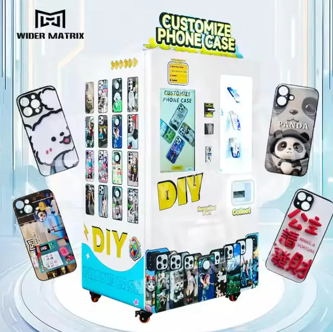 Automatic phone case vending machine in a retail setting