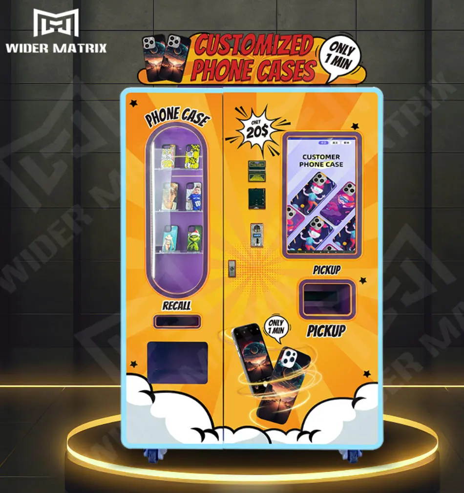 Commercial phone case vending machine in a mall