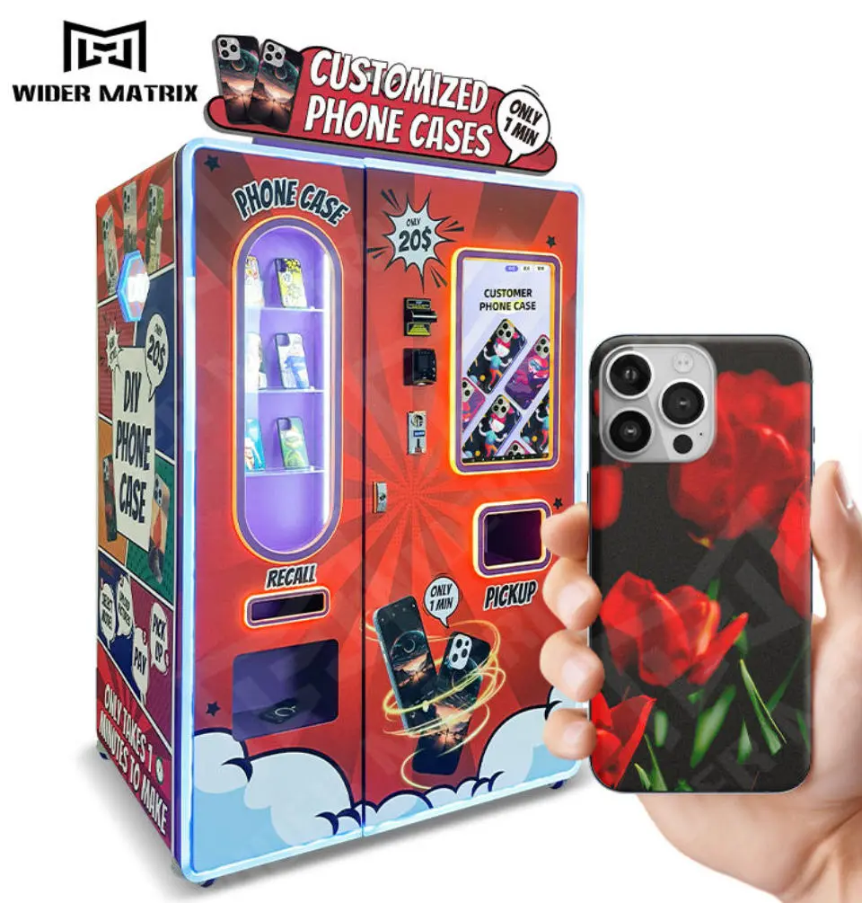 Self-service phone case vending machine in a shopping mall