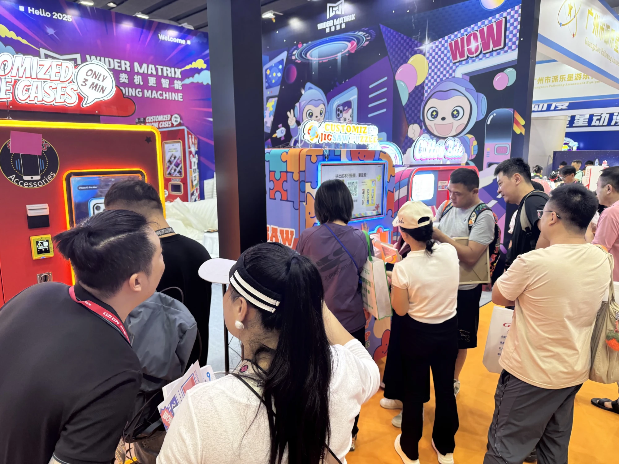 Lineup of various Wider Matrix vending machines including cotton candy and phone case machines