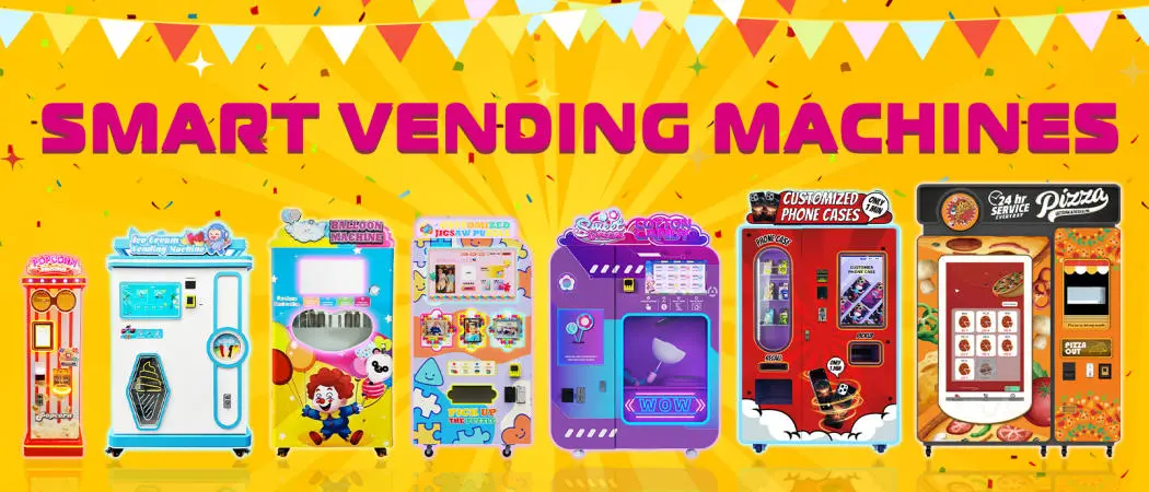 Comparison of profitable vending machine types including phone case, cotton candy, and ice cream machines