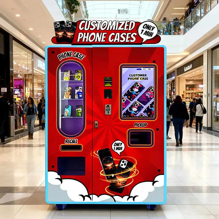 Customized vending machines placed in a modern European shopping mall