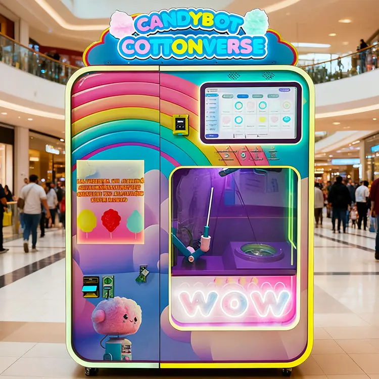 Fully-automatic-cotton-candy-vending-machine-in-a-busy-American-shopping-mall