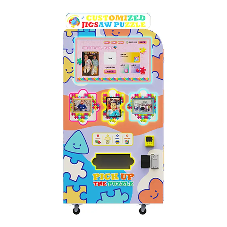 Modern jigsaw puzzle printer machine creating custom puzzles