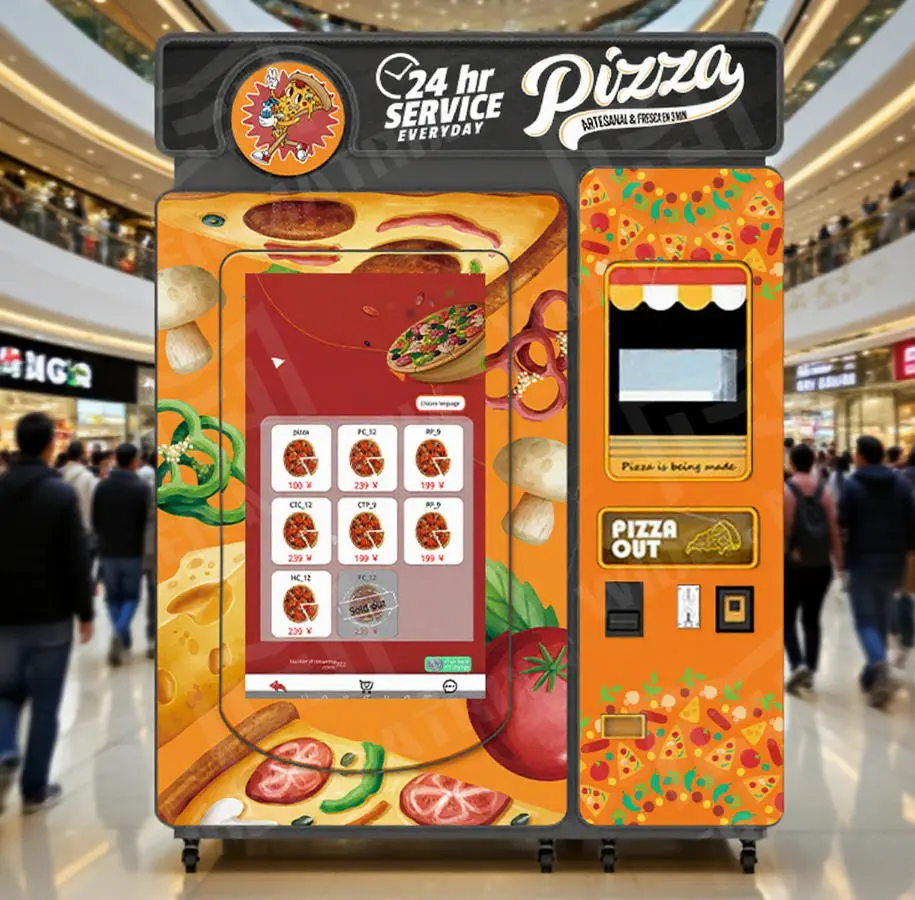 Pizza vending machine placed in a busy mall or airport