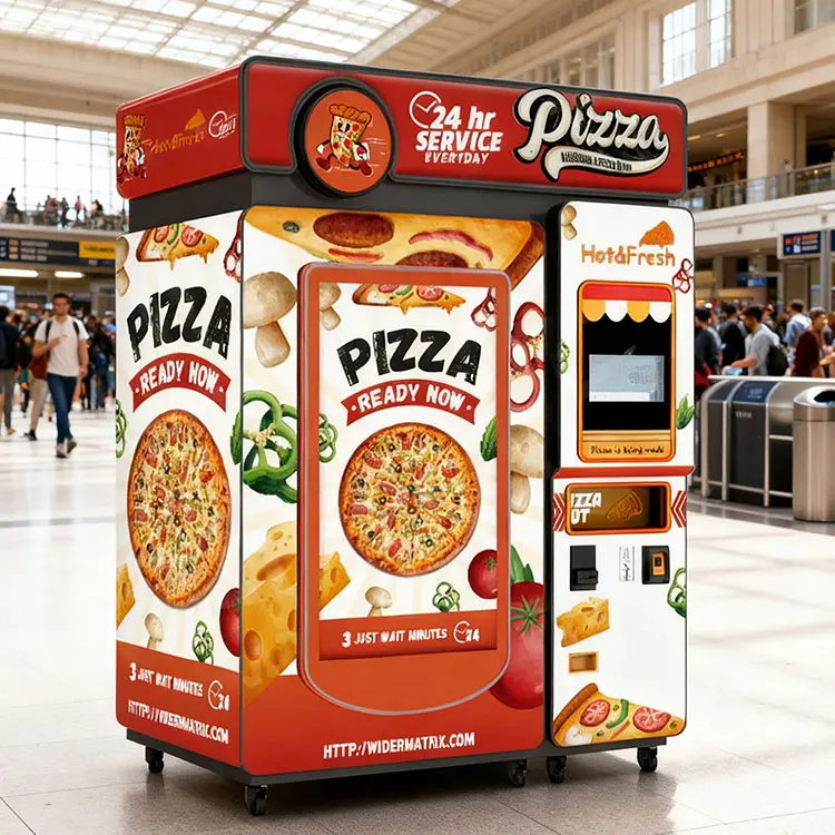 Modern pizza vending machine in a high-traffic location