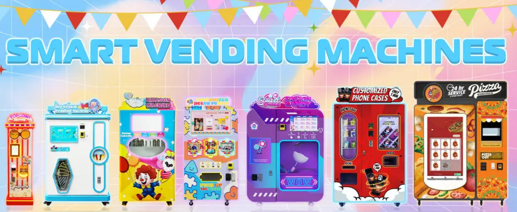 Vending machines in a busy office building lobby