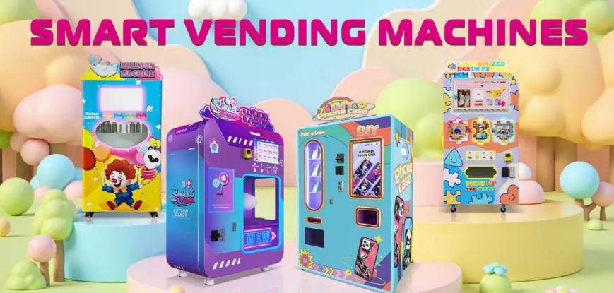Wider Matrix lineup of various vending machines including phone case and cotton candy machines