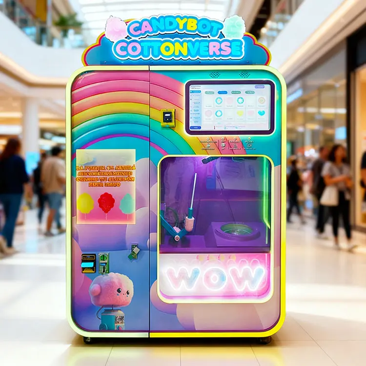 modern spanish vending machine in a shopping center