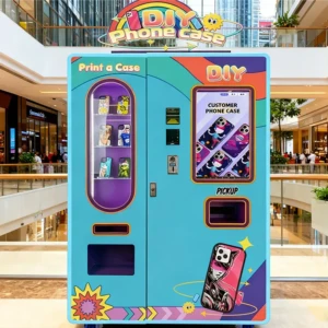 Custom phone case vending machine located in Suntec City shopping mall