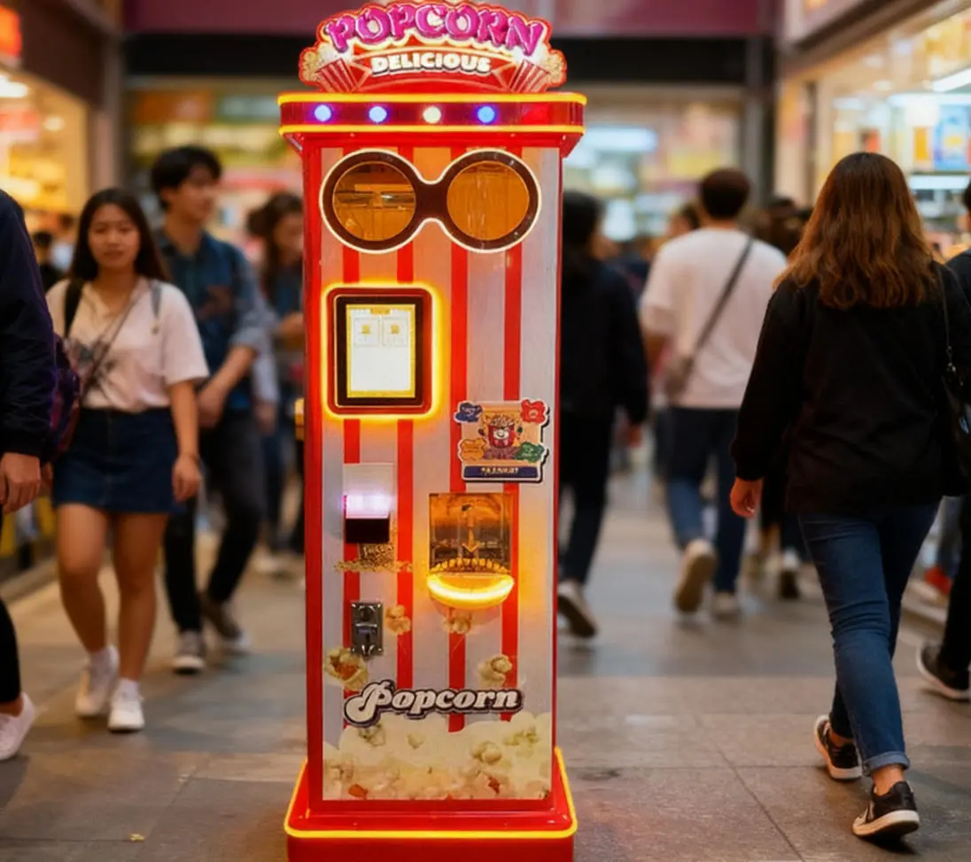 وضع استراتيجي لآلة بيع الفشار في ممر عالية الحركة