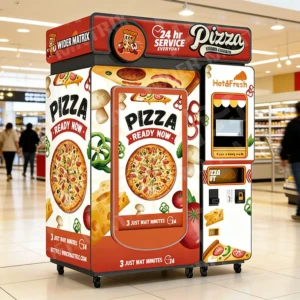 آلة بيع البيتزا الحديثة في شارع في روما ، إيطاليا