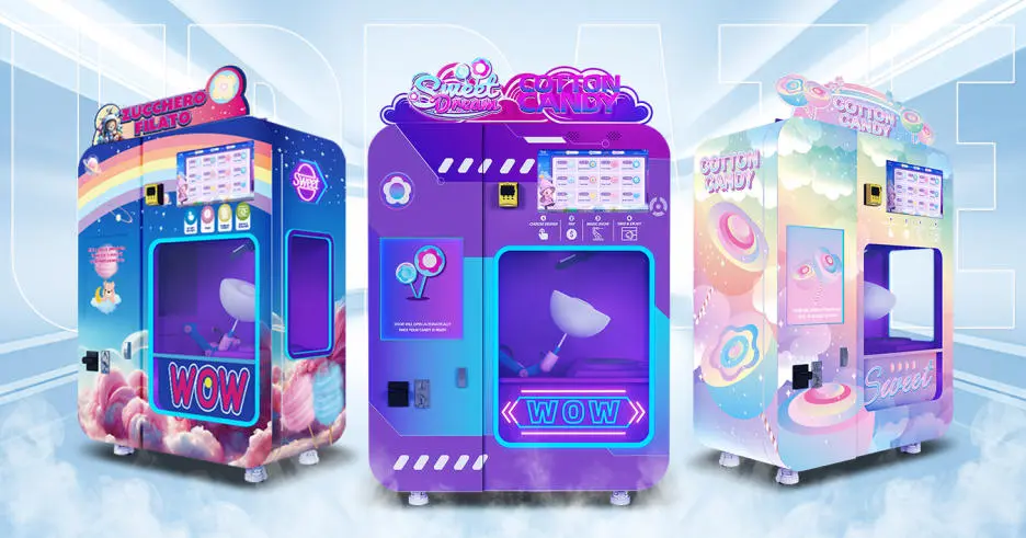 Вид крупного плана сахара, превращающегося в хлопокные конфеты внутри чистой камеры автомата