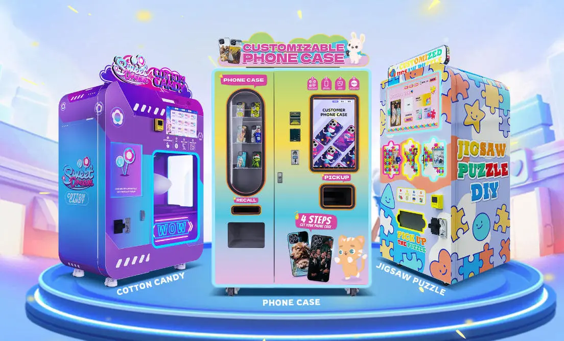 fully automatic cotton candy vending machines or phone case vending machines