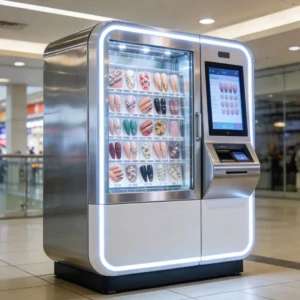 Modern nail art vending machine in a Toronto shopping center
