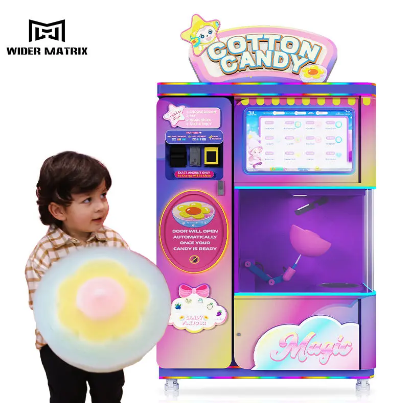 Vista detallada del mecanismo interno e higiénico de hilado del azúcar de una máquina expendedora de algodón de azúcar