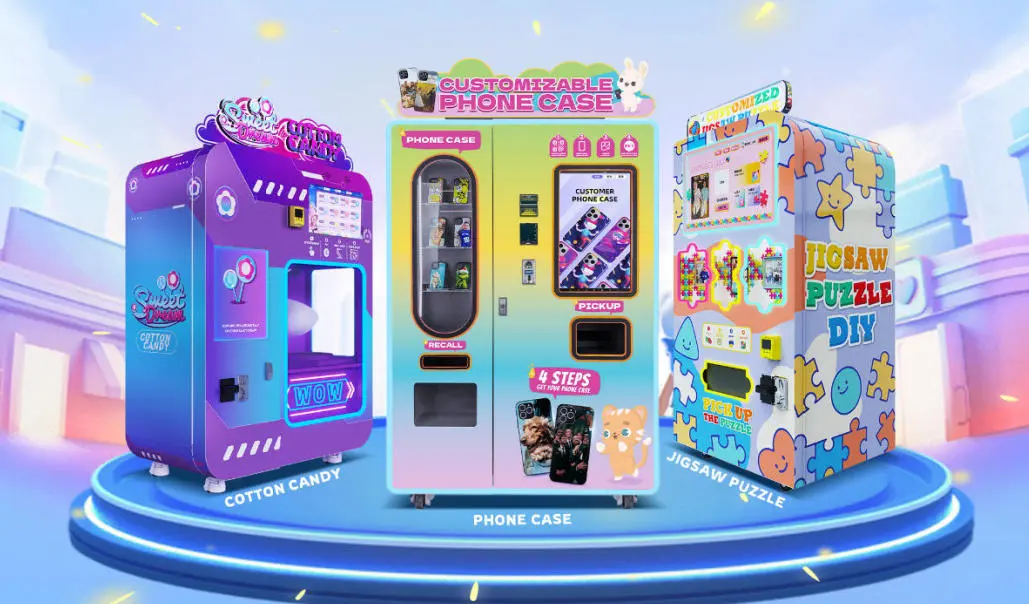 полностью автоматический автомат по продаже сладкой ваты во второй половине дня или автомат по продаже чехлов для телефонов на заказ