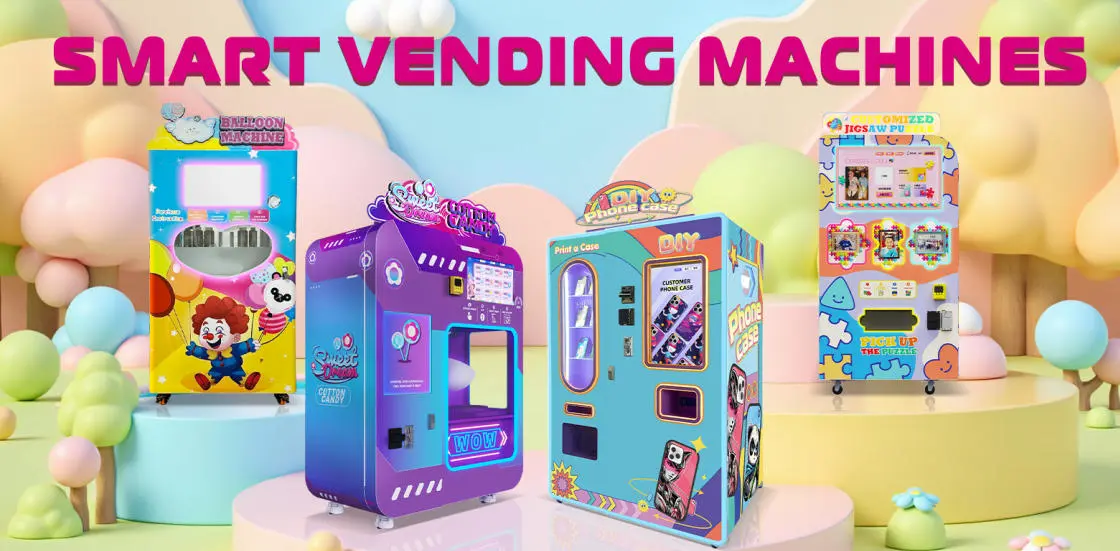 Máquinas expendedoras para imprimir fundas de celular o encantadoras máquinas expendedoras de algodón de azúcar totalmente automáticas.