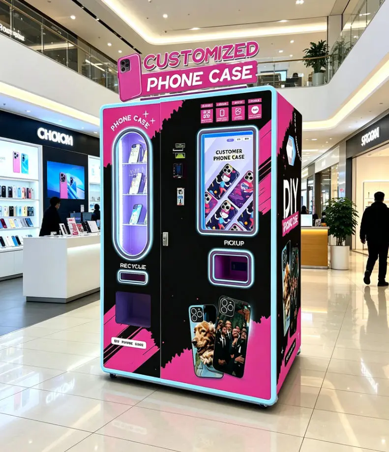 Uno de los modelos más innovadores es el uso de una máquina expendedora de estuches para teléfonos celulares
