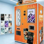 Modern phone case vending machine in an Italian shopping mall