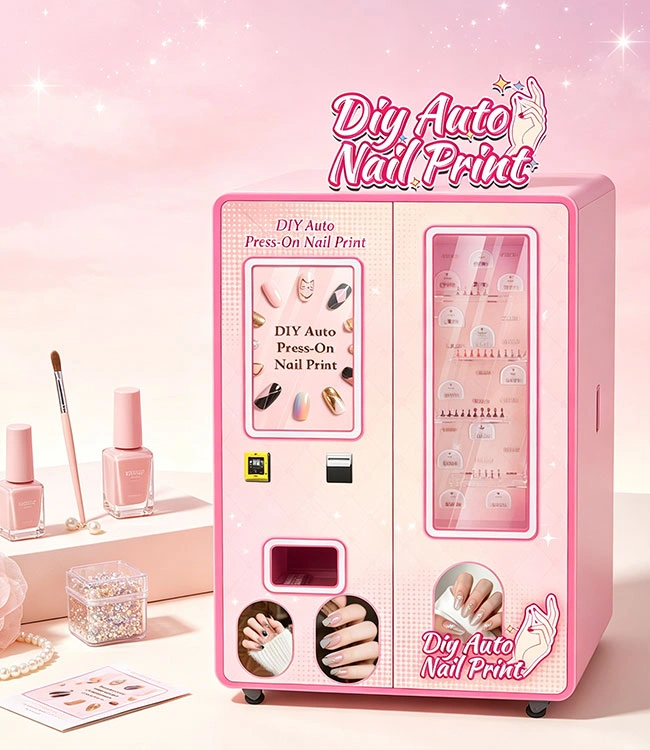 Nail art vending machine USA in a modern mall setting