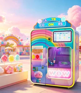Cotton candy vending machine for mall USA placed in a modern shopping center