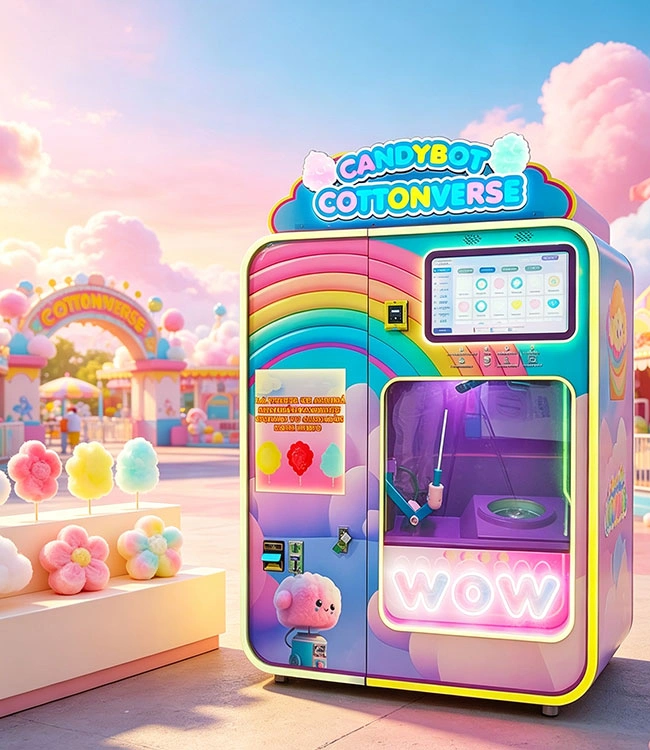 Cotton candy vending machine for mall USA placed in a modern shopping center