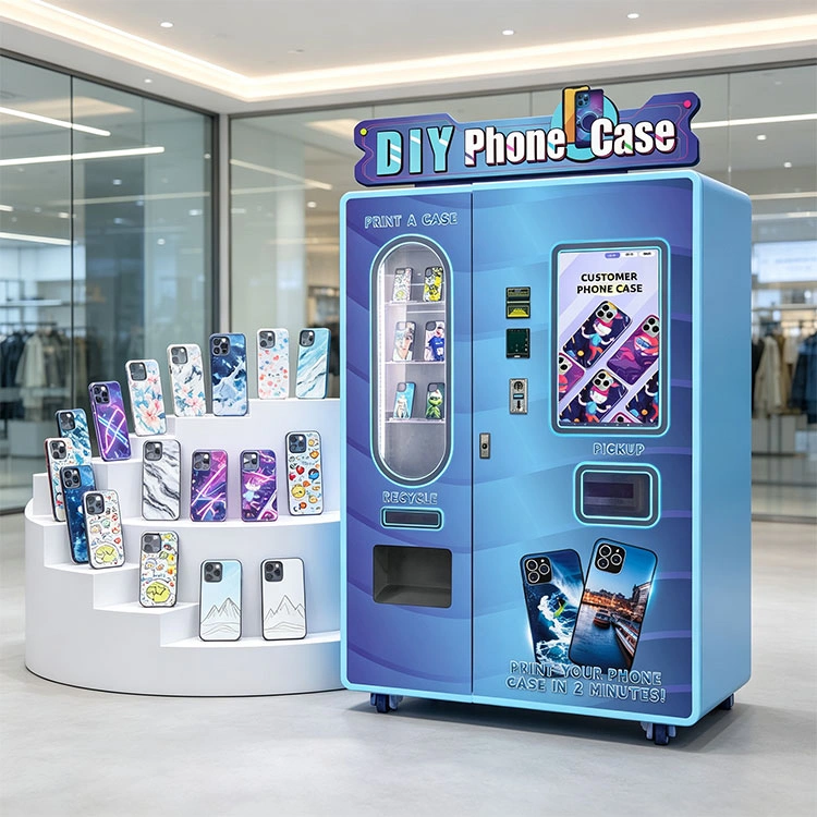 Close-up of the Wider Matrix WM880 UV printing phone case vending machine for sale showing its user interface