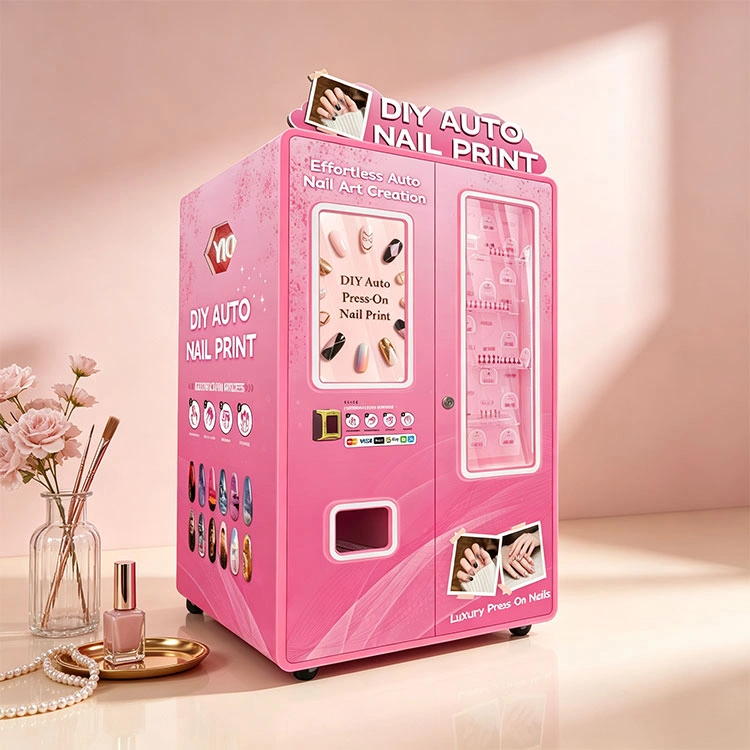 A modern Custom Design Nail Art Vending Machine placed in a high-traffic shopping mall