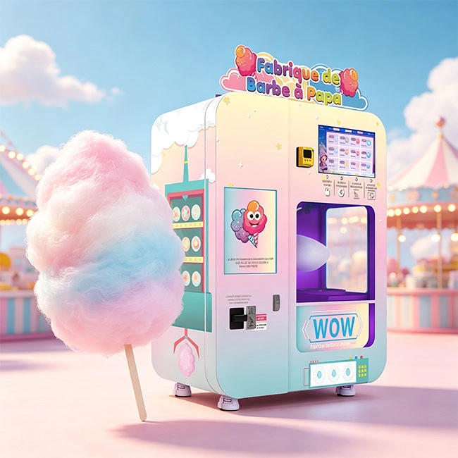 Modern commercial cotton candy vending machine USA model in a shopping mall