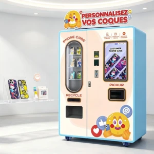 Modern phone case vending machine for sale showing touch screen interface