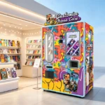 Modern phone case vending machine in a UK shopping centre