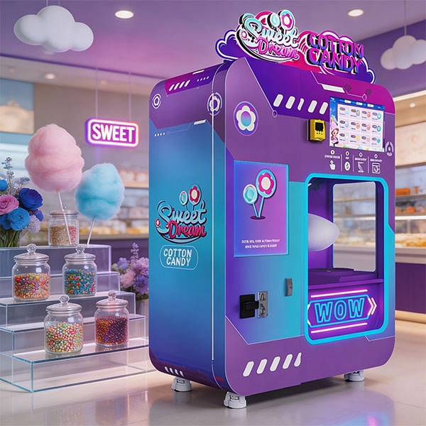 Cotton candy vending machine in a European shopping mall