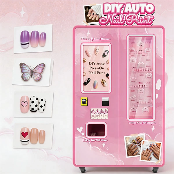 WM860 nail vending machine with a large touchscreen for selecting custom nail designs