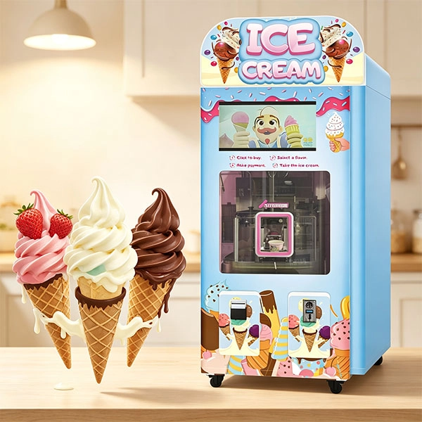 WM550 robot ice cream machine with a touchscreen for ordering and payment